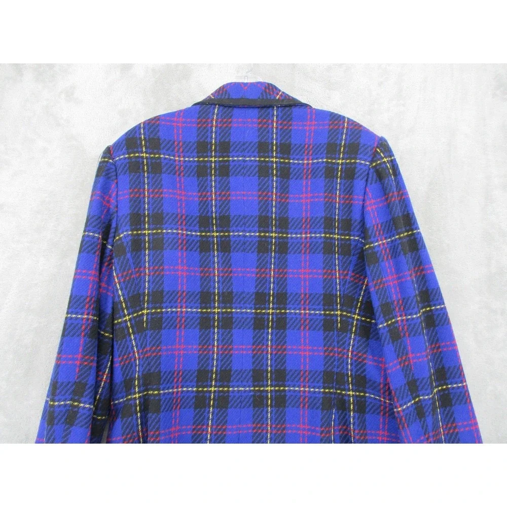 Le Suit Blazer Womens 14 Plaid Wool‎ Blend Career Office Preppy Academia Office